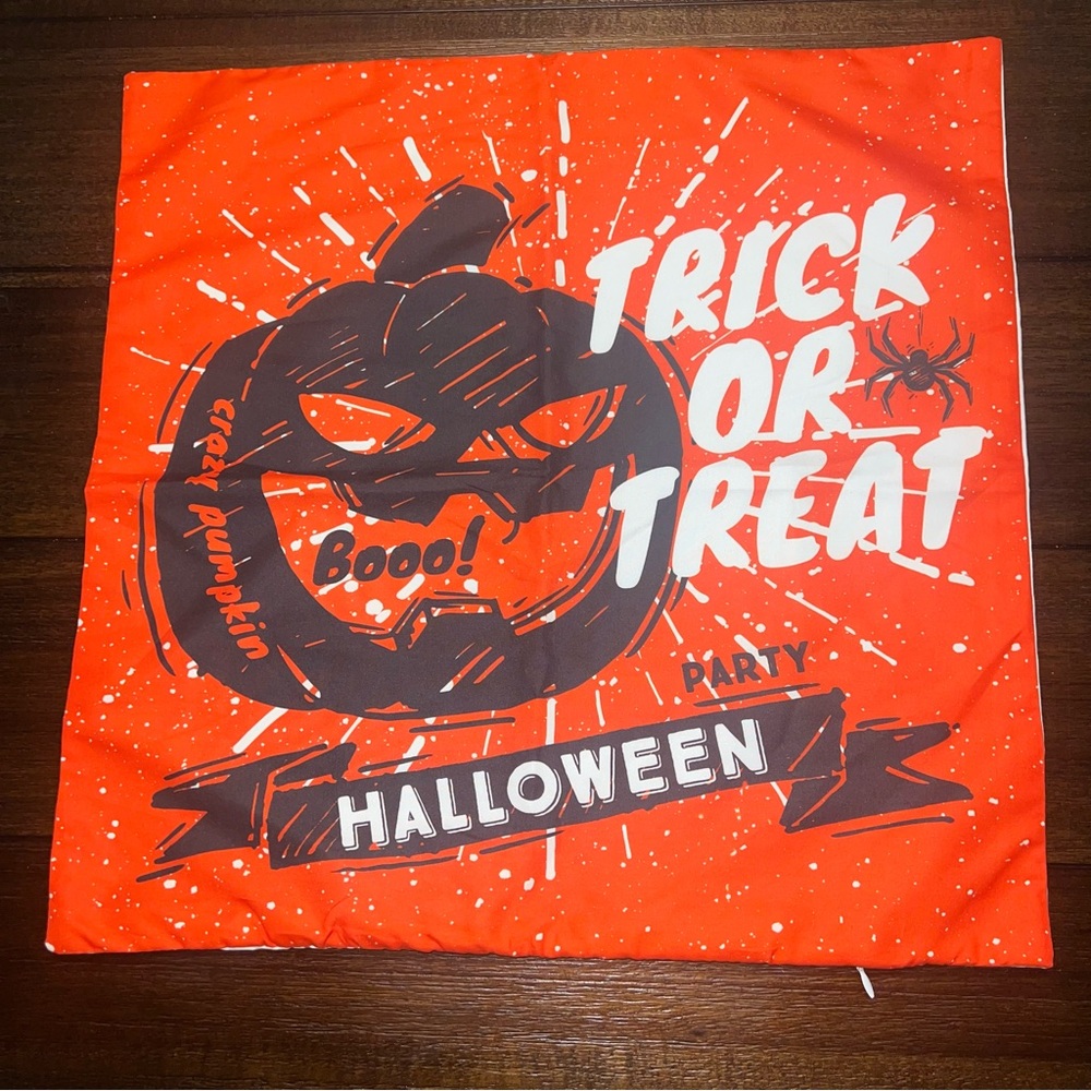 Orange Halloween Trick or Treat Pillow Cover